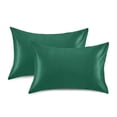 thumbnail image 2 of Haosy Satin Pillowcase for Hair and Skin Standard Cooling Silk Pillow Case with Envelope Closure Dark Green 20"x26", 2 of 9