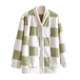thumbnail image 4 of Sakmal Button Up Pajama Tops Women Fuzzy Fleece Flannel Long Sleeve Shirts Green V-Neck Shirts for Women XXL, 4 of 5