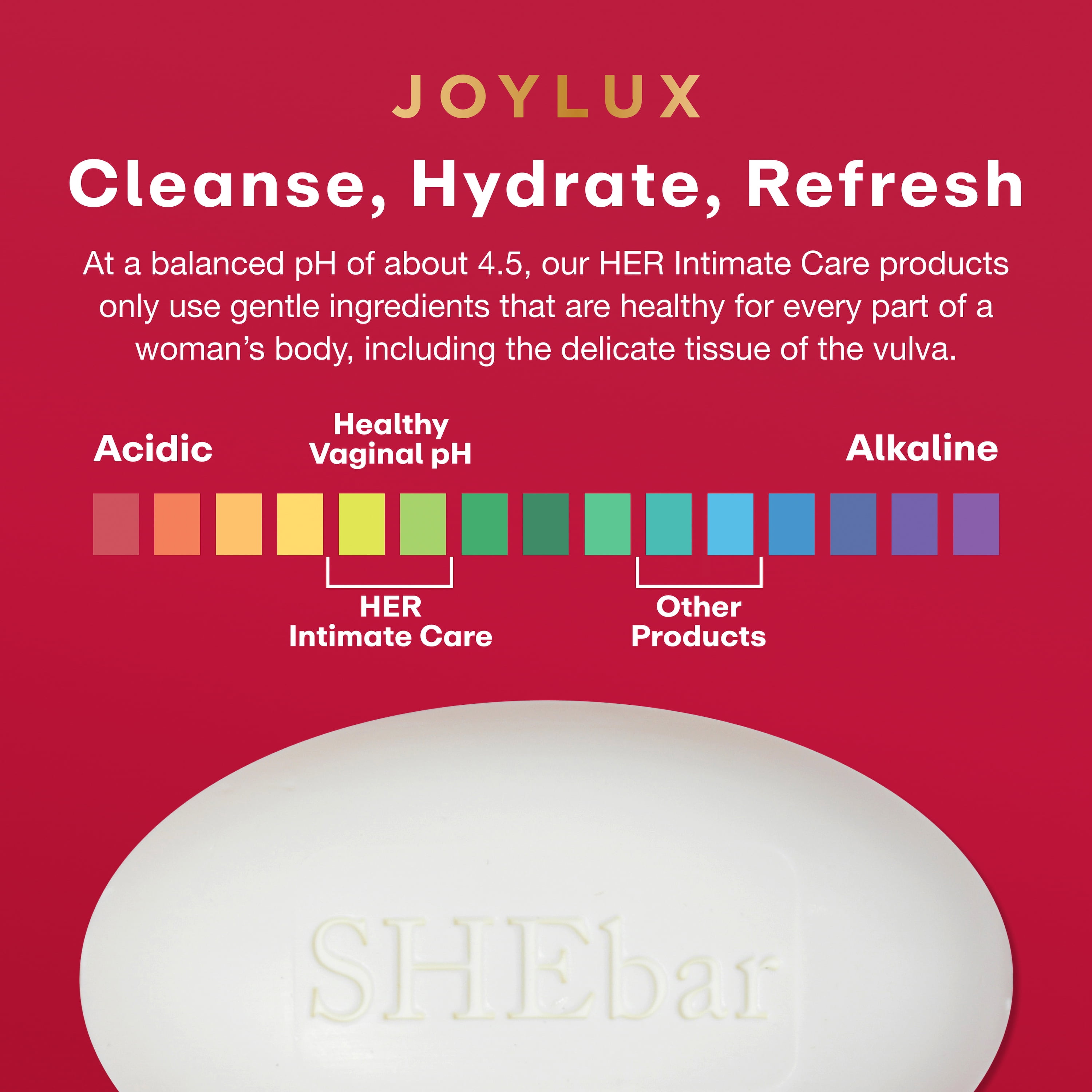 Joylux Shebar Intimate Feminine Wash, pH-Balanced Formula, Clean & Gentle Ingredients, 3.2 oz Bar