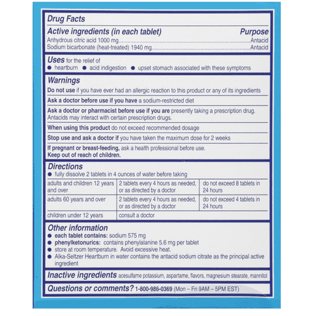 Alka-Seltzer Lemon Lime 36 Effervescent Tablets (Pack of 2)