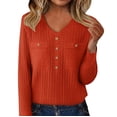 thumbnail image 2 of Winter Plus Size Fall Sweaters for Women Women's V Neck Cut Sweater With Buttons Soft Wool Knit Pullover Slim Fit Base Layer For Daily Wear, 2 of 4
