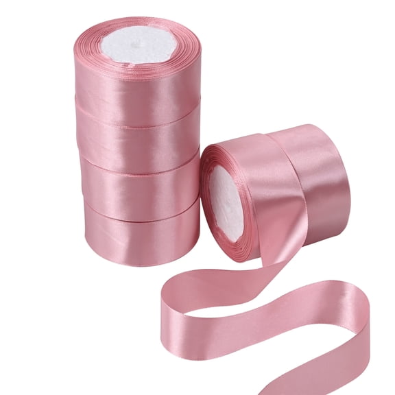 THEGLY 150 Yards 1-1/2 Inch Beige Pink Satin Ribbon for Gift Wrapping DIY Crafts Wedding Party Decoration(6 pack x 25 yards)