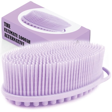 Avilana Exfoliating Silicone Body Scrubber Easy to Clean, Lathers Well, Long Lasting, And More Hygienic Than Traditional Loofah (STYLE1-LAVENDER)