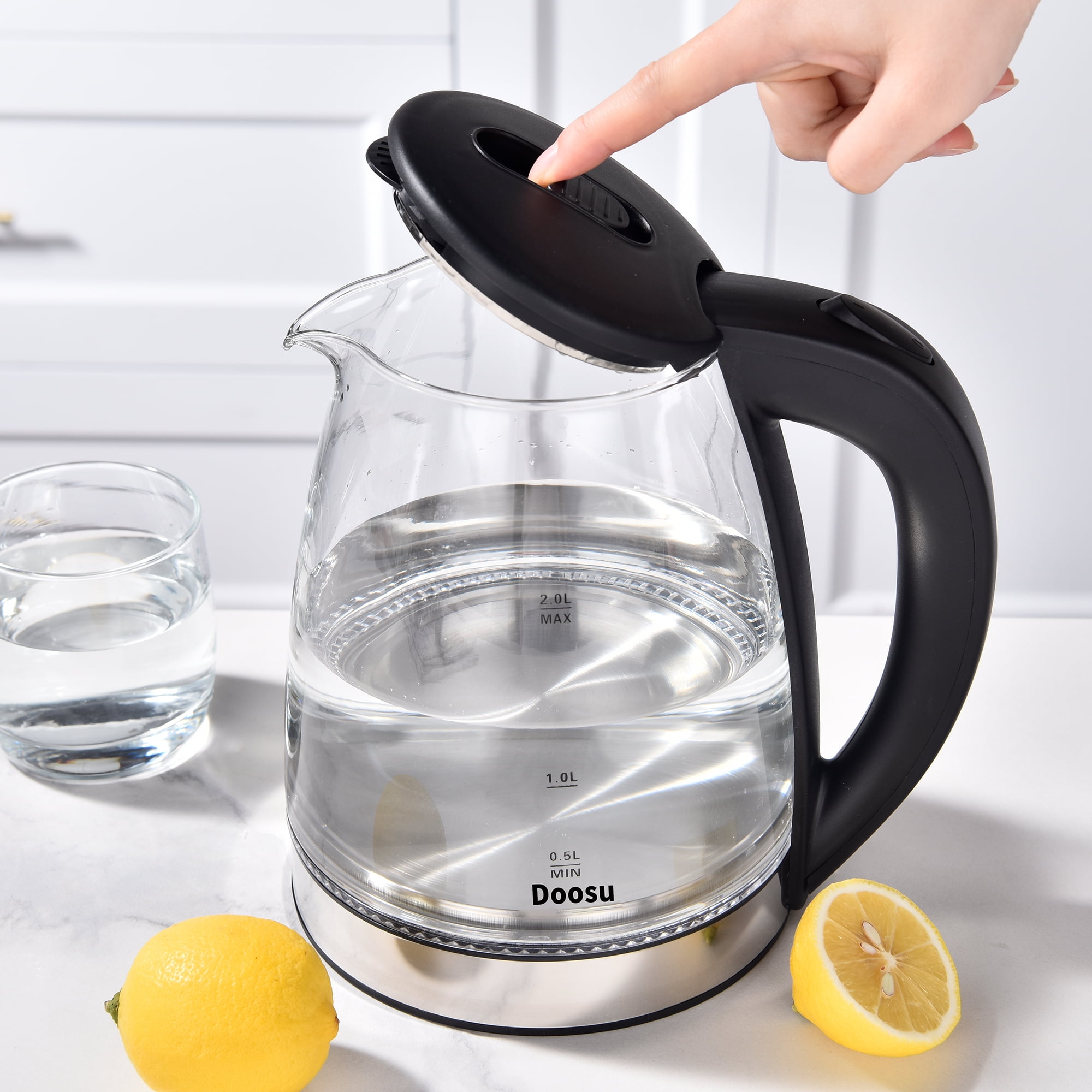 Doosu Glass Electric Kettle - 2.0L Capacity, Fast Heating, Auto Shut-Off, Easy to Clean