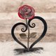 thumbnail image 2 of Gift Hand-forged Wrought Iron Red Metal Rose With Heart - Shaped Stand - YX, 2 of 5
