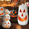 thumbnail image 3 of KUAZOU Light Up Halloween Pumpkin Decor Jack O Lantern Battery Operated Halloween Decorations Outdoor Indoor,Plastic Large Trick or Treat Table Top Party Supplies Favors-White-27.5", 3 of 6
