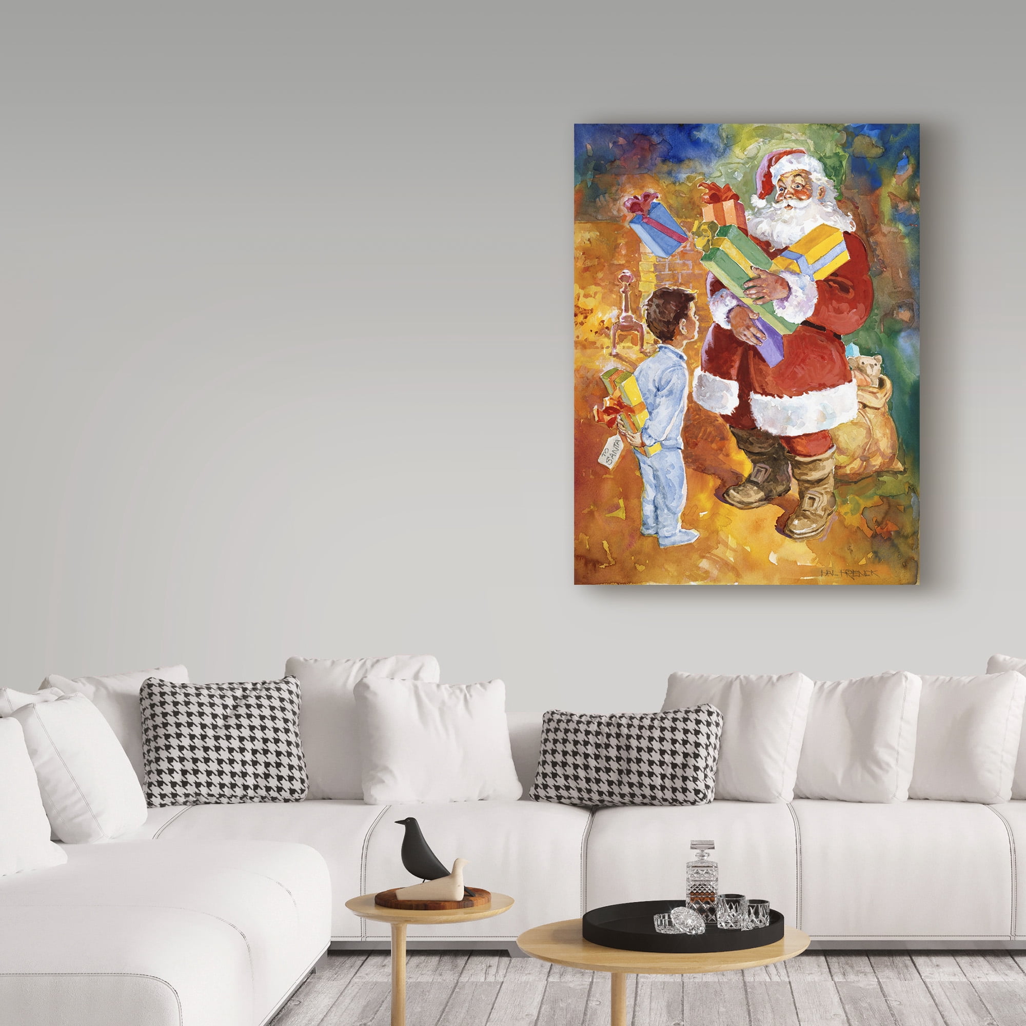 Trademark Fine Art 'Santa Bearing Gifts' Canvas Art by Hal Frenck