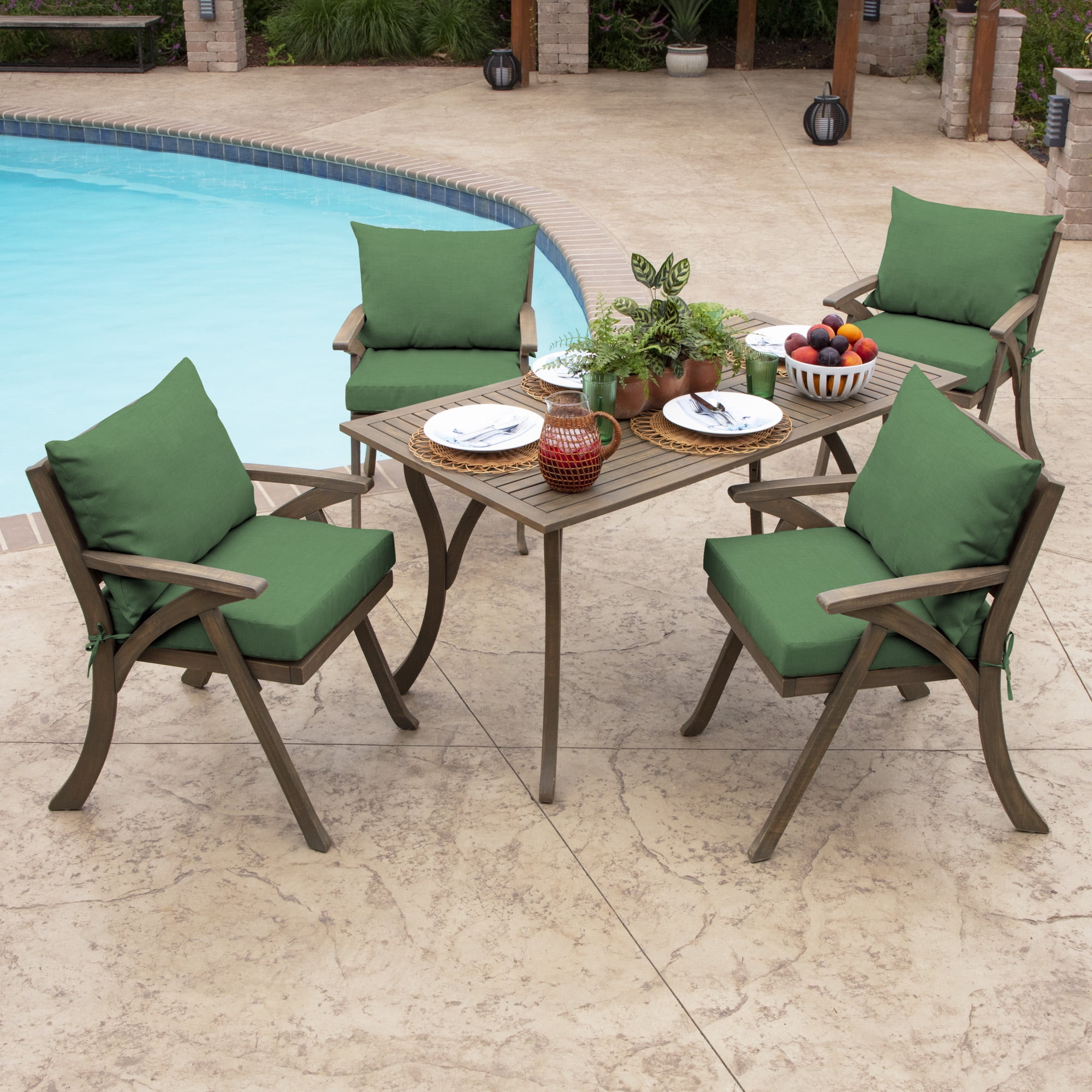 ARDEN Outdoor Dining Chair Cushion, 21 x 21, Water Repellent, Fade Resistant 21 x 21, Moss Green Leala