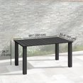 thumbnail image 2 of 59" Outdoor Patio Dining Table, Black Metal Slatted Tabletop with Umbrella Hole, Seats Six, Robust Powder-Coated Steel Garden Table for Backyard, Balcony, and Poolside Use, 2 of 7