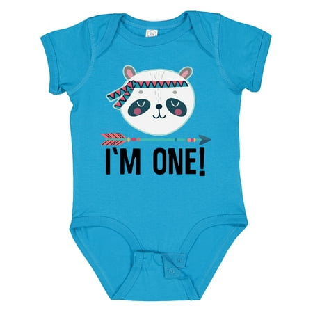 

Inktastic First Birthday Panda Bear 1 Year Old Gift Baby Boy Bodysuit