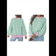 thumbnail image 3 of Camisas de Larga para Mujer, Túnicas Holgadas con Cuello Redondo A Rayas y Bloques de Color de Otoño. Verde 5XL, 3 of 6