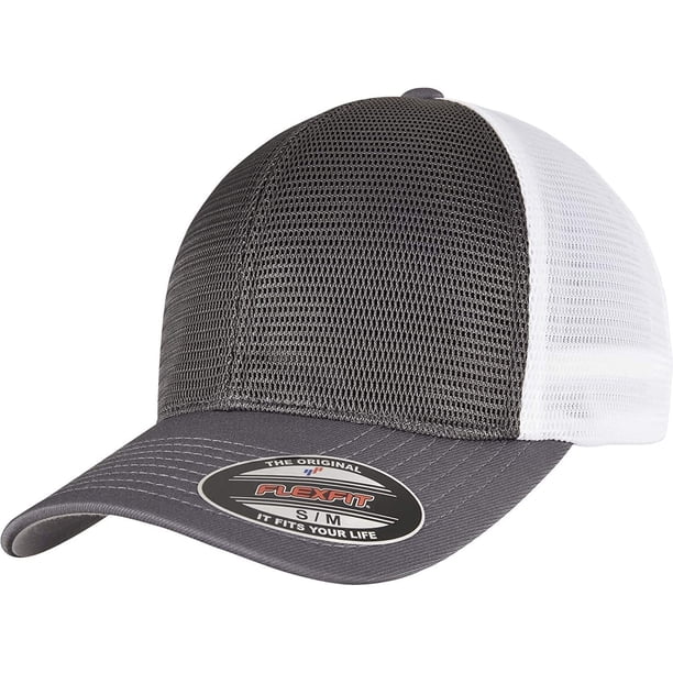 Flexfit - Gorra Omnimesh Dos Tonos de Malla para Adultos Unisex (Carbón, Blanco)