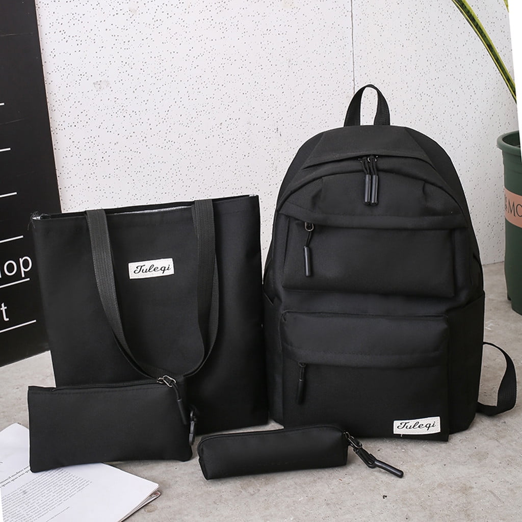 4Pcs Women Letter Canvas Hand Bag Shoulder Bag Crossbody Bag Pencil Case Package for Students Teens Girls Boys kids