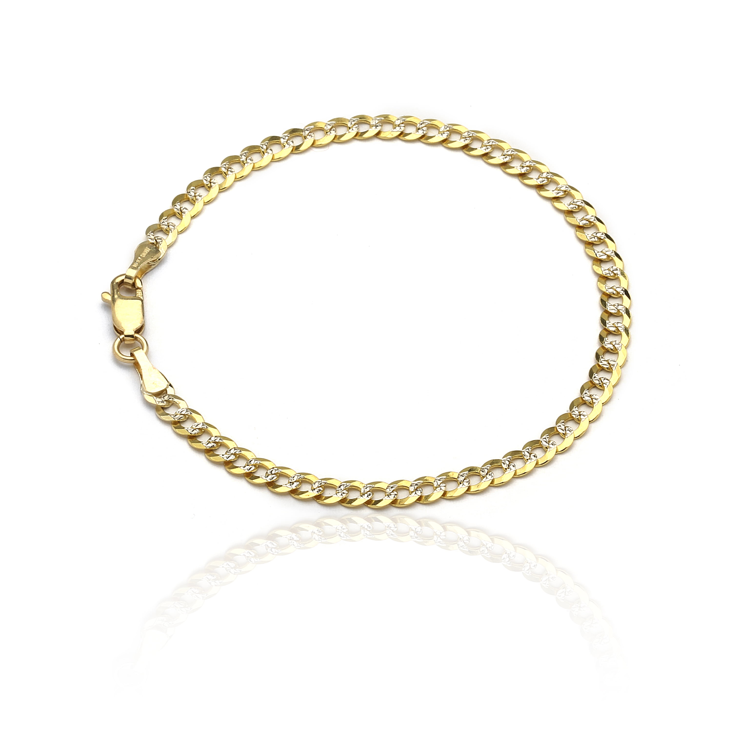 Floreo 10k Fine gold 4mm Curb Cuban Chain Bracelet and Anklet 