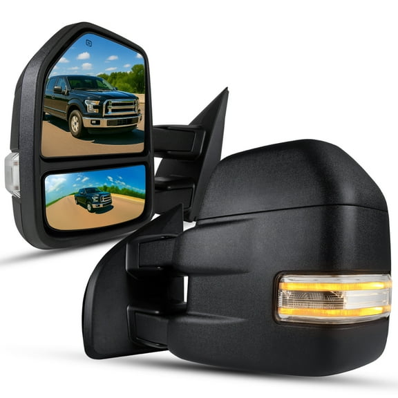 Spec-D Tuning Power Heated Sequential LED Signal Tow Mirrors 8Pin & 22Pin Compatible with 2015-2020 Ford F150 Left   Right Pair