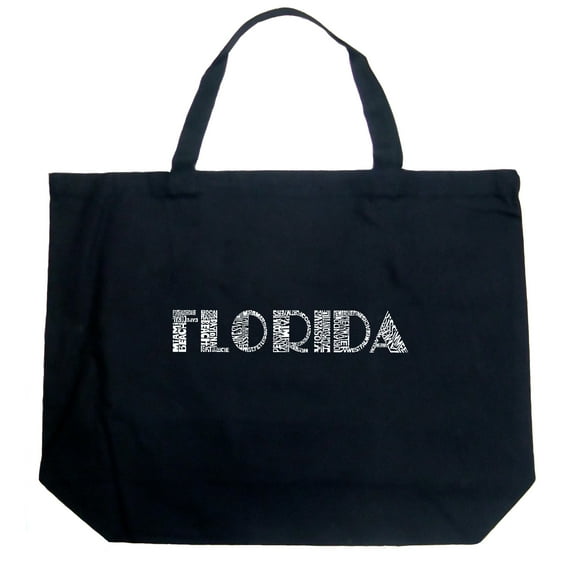 LA Pop Art Large Word Art Tote Bag - POPULAR CITIES IN FLORIDA