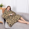 thumbnail image 5 of Oversized Wearable Blanket Hoodie,Brown and Black Leopard Print Sherpa Blanket Hoodie with Super Pockets,Super Warm Fuzzy Pullover for Women & Men, 5 of 6