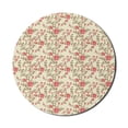 thumbnail image 1 of Rose Mouse Pad for Computers, Rustic Pattern with Floral Stems Old Fashion Design Classical Feminine, Round Non-Slip Thick Rubber Modern Mousepad, 8" Round, Pale Yellow Dark Coral, by Ambesonne, 1 of 2