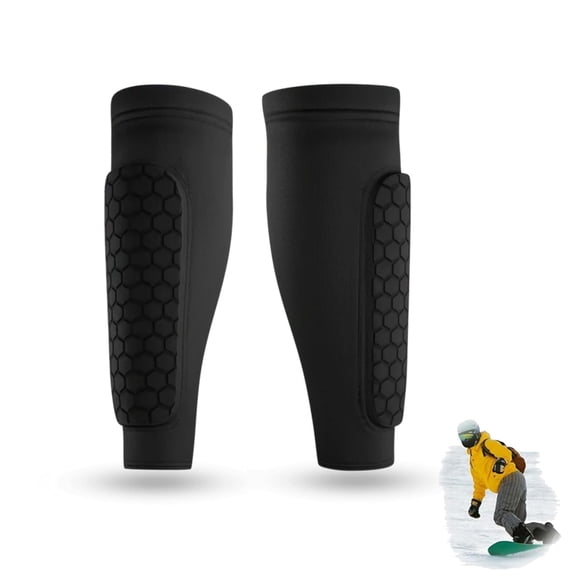 Ski Shin Guards Pro, A pair Ski Gel Guards Socks, 2026 New Shin Guards Sleeves with Honeycomb Pads for Teen Adult, Lightweight Calf Protective Gear Elastic Pads(XS,2PC)