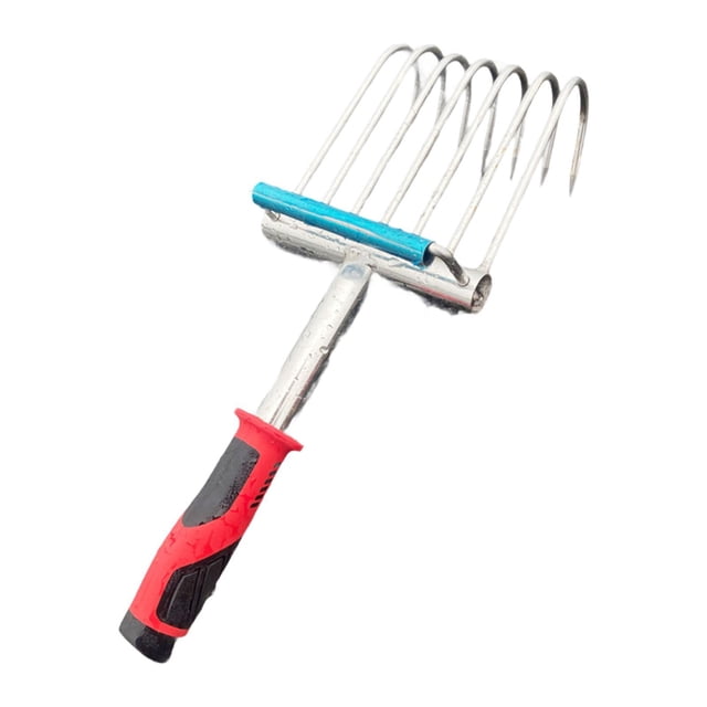 Rastrillo de mano para jardín, cultivador con mango ergonómico, herramienta de jardinería portátil, cultivador de tierra para patio, jardín, playa y