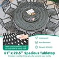 thumbnail image 7 of VIVIJASON Outdoor 61" Patio Dining Table for 6-8 Person, Large Patio Round Dining Table with Lazy Susan, Dark Bronze Cast Aluminum Rustic Patio Table with 2" Umbrella Hole for Balcony, Porch and Deck, 7 of 7