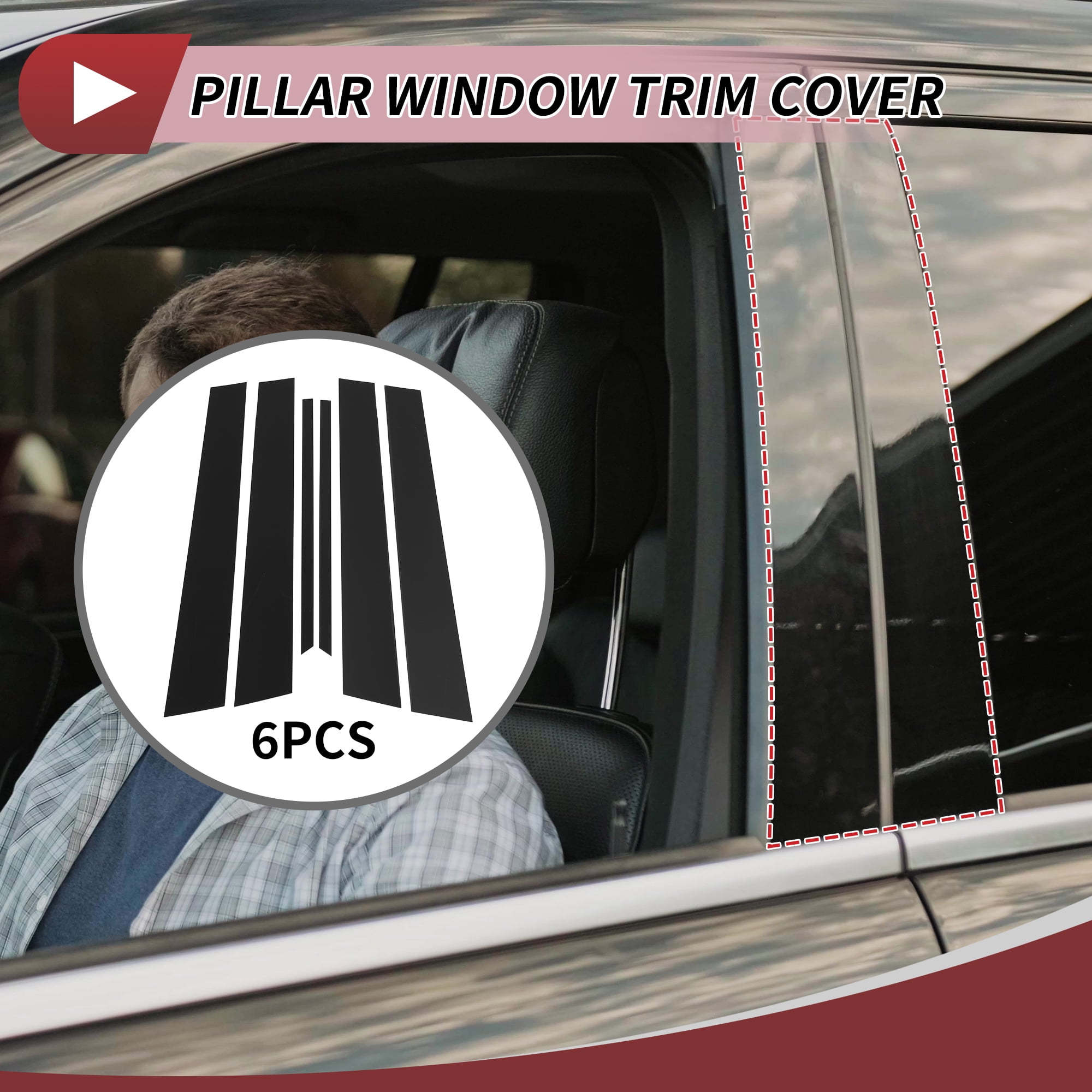 Unique Bargains 6Pcs Door Pillar Window Trim For Nissan Sentra 2000-2006 Black
