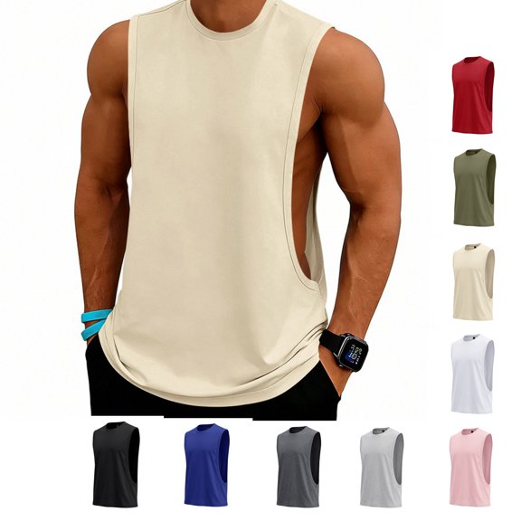 LWavelet Mens Muscle Tank Top Quick Dry Breathable Sleeveless Undershirt Summer Tees Loose Fit Workout Tees