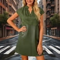 thumbnail image 6 of QUNYINEY Women Dresses Colorblock Midi Short Sleeve Suede A Line Dress V Neck Flowy Casual Loose Fit Green Dresses, 6 of 7