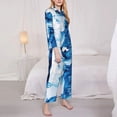 thumbnail image 3 of Yiaed Blue White Fluid Art Print Pajamas Women's Long Sleeve Sleepwear Soft Button Down Loungewear Pjs Lounge Set Nightwear Womens Pajama Pants-X-Large, 3 of 7
