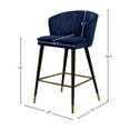 thumbnail image 6 of Maykoosh City Sleek Modern, Contemporary Velvet Upholstered Counter Height Stool with Channel Tufting and Gold Tipped, Black Metal Legs, Grey, 20" W x 21" D x 36.5" H-Color:Navy, 6 of 7