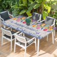 thumbnail image 2 of Happy Easter Table Cloths for 6 Foot Rectangle Tables, Colorful Eggs Spring Tulips Flowers Farm Wooden Patio Waterproof Elastic Fitted Tablecloths, Washable Rectangular Table Cover for Camping, 2 of 8