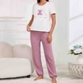 thumbnail image 2 of Nmnitkp Pajamas for Women Set Sleep Aid Womens Pajamas Comfortable Women Fashion Leisure Love Round Neck Short Sleeve Pajamas Trousers Home Service Two-piece Suit, 2 of 7