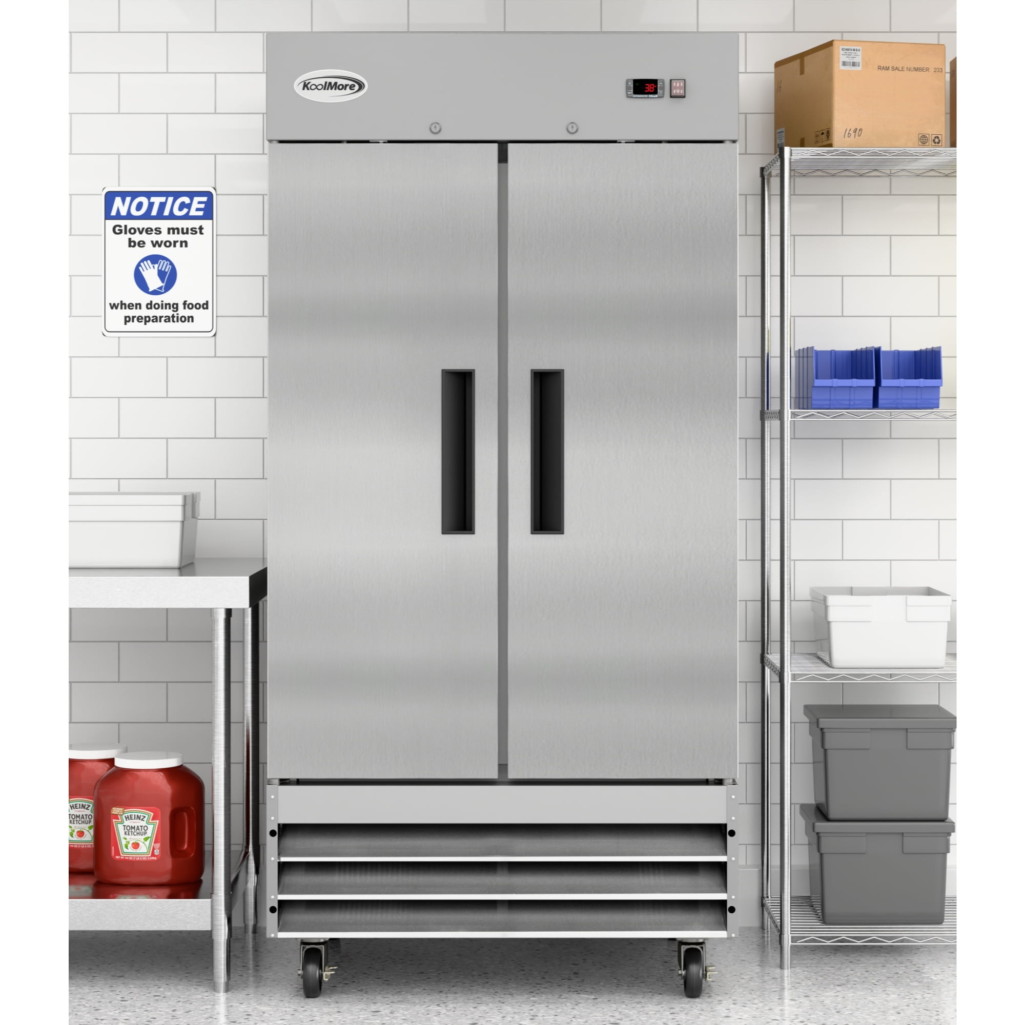 39 in. Commercial Stainless Steel 2-Door Reach-In Refrigerator, 35 cu. ft.