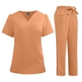 thumbnail image 2 of Scrubs for Women Set Stretch V-Neck Scrub Top & Cargo Pant Medical Uniform Nurse Sets with Pockets Orange 2XL, 2 of 9