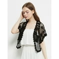thumbnail image 2 of Women's Short Sleeve Floral Lace Crochet Mesh Crop Cardigan Shrug, 2 of 4