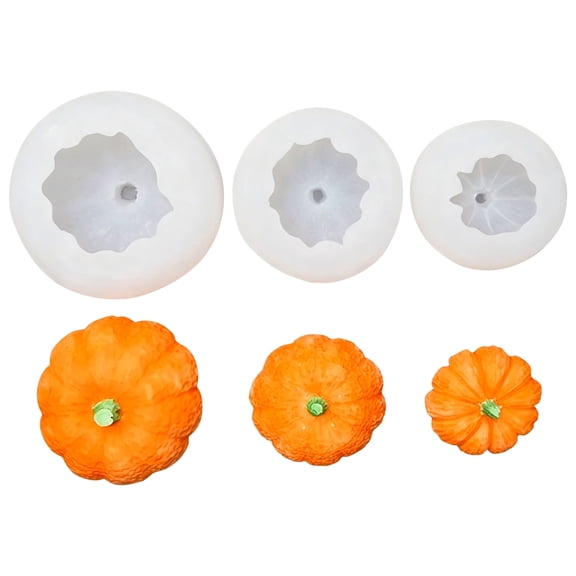 Silicone Fondant Mold Pumpkin 3-Pack, Halloween Cake Decorating Kit, Reusable Baking Tools for Cookies Cupcakes