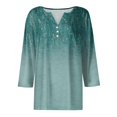 thumbnail image 5 of V Neck 3/4 Sleeve Shirts For Women Solid Colod Fashion Elegant Casual Button T Shirt Breathable Soft Spring Blouses Pullover Outfits Blue XL, 5 of 5