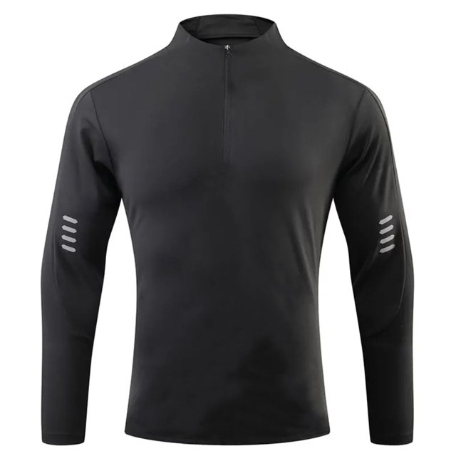 Camiseta deportiva para hombre, transpirable, de manga larga, para correr, ciclismo, atletismo, entrenamiento, baloncesto, cuello redondo, cremallera