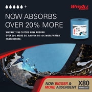 WypAll PowerClean X80 Cloths Heavy Duty Wipes (41043), Jumbo, Extended Use Towels, Blue (1 Roll of 455 Sheets, 455 Sheet Total)