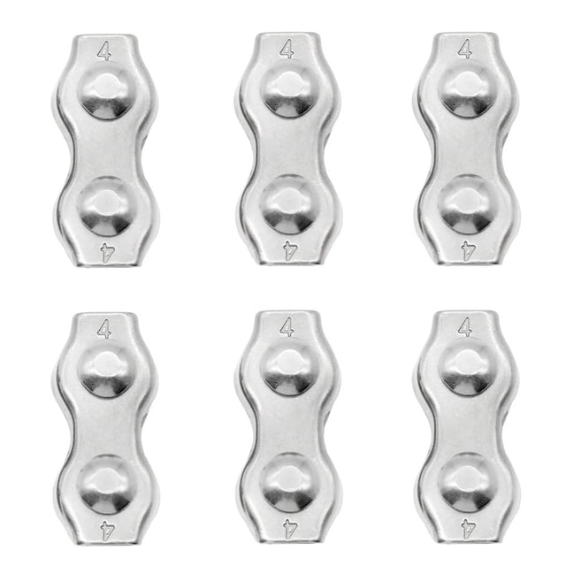 6 Pieces M4 Wire Rope Clips Duplex Rope Clamp 2-Post Wire Rope Clip Pour Cordes Fixe Hanging Sun Sails