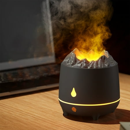 

Deals of the Day! Flame Diffuser Humidifier with 2 Color Flame Effects Essential Oil Aromatherapy for Home and Bedroom USB Powered Black Clearance Black