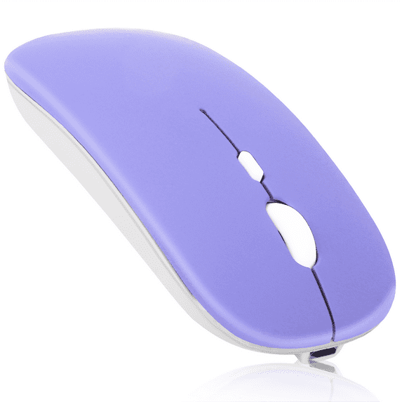 2.4GHz & Bluetooth Rechargeable Mouse for Oppo A16s Bluetooth Wireless Mouse Designed for Laptop / PC / Mac / iPad pro / Computer / Tablet / Android Violet Purple