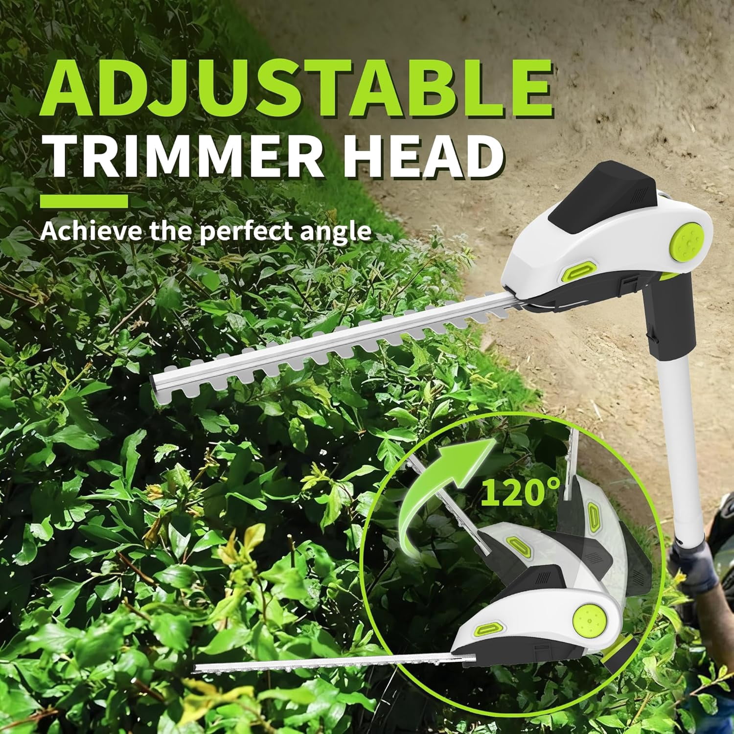 2-in-1 Cordless Hedge Trimmer with Adjustable Pole, 2 Batteries & Charger for Bush Pruning