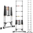 thumbnail image 2 of Telescoping Ladders FT Aluminum Ladder - -Button Retraction  Extension Ladder for Home RV Attic &; Loft  Lasts  with Triangle Stabilizers and Detachable Hooks, 2 of 6