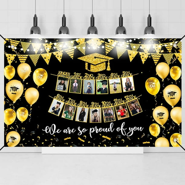 Black Gold Graduation Backdrop 2022 Graduation Party Decorations