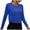 Blue, variant on Workout Tops for Women Crewneck Long Sleeve Athletic Yoga Crop Tops Sports Gym Running Tees