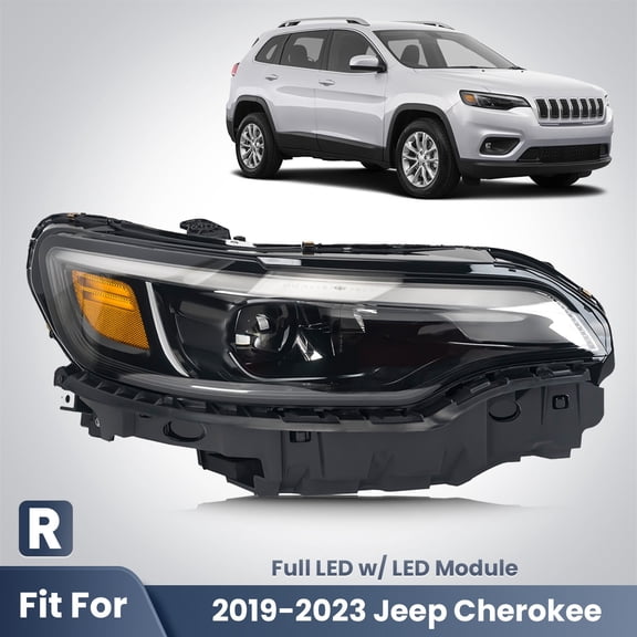 Full LED Headlight For 2019-2023 Jeep Cherokee with Bulb Passenger Right Side
