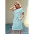 thumbnail image 4 of Vestido Camisero de Verano A Rayas de Corta para Mujer, Informal, con Lazo en la Cintura y Bolsillos, Verde , Talla XL, 4 of 9