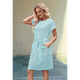 thumbnail image 4 of Vestido Camisero de Verano A Rayas de Corta para Mujer, Informal, con Lazo en la Cintura y Bolsillos, Verde , Talla M, 4 of 9