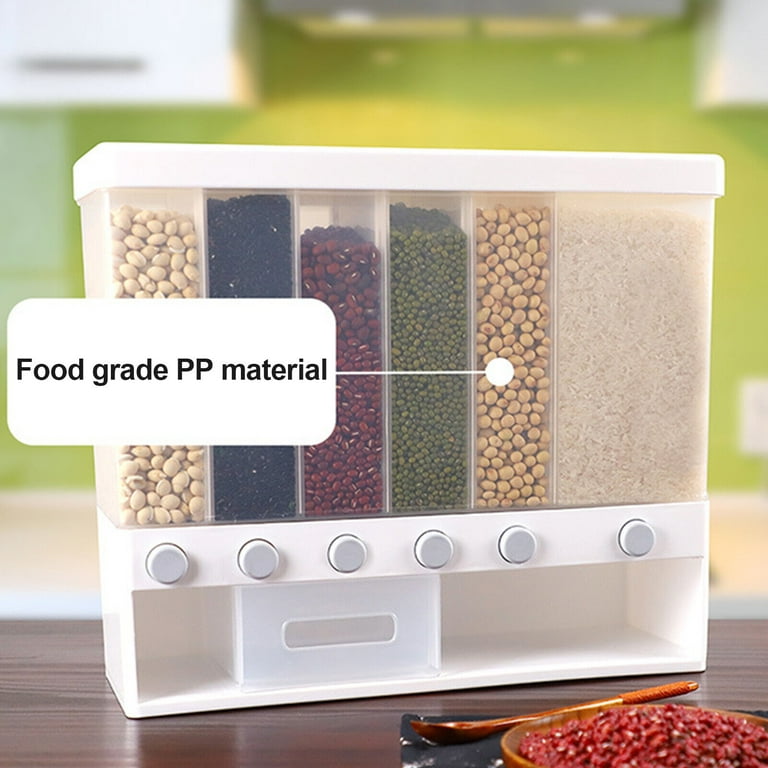 6L Cereal Storage Dispenser Kitchen Pantry Rice Grain Dry Food Container 3  Grid